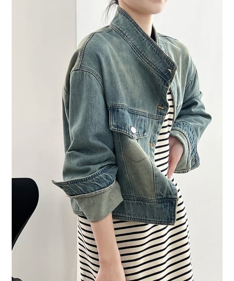 stand collar denim jacket　FL2504