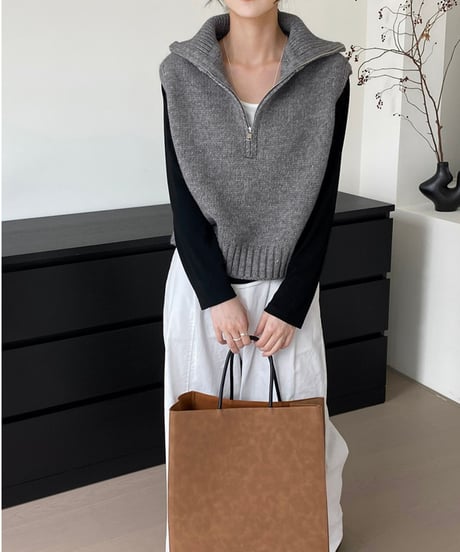 half-zip knit vest /2color　FL2849