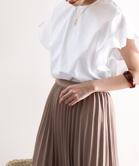 ruffle sleeve crew neck blouse /5color　FL3640