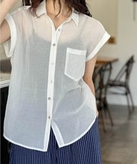 french sleeve sheer shirt /2color　FL2035