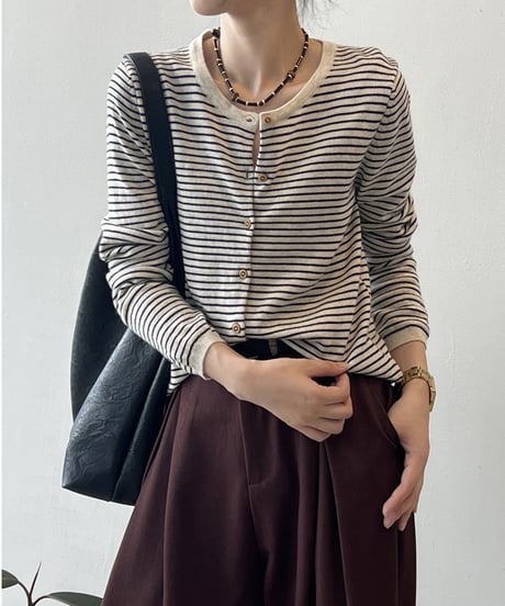 crew neck knit cardigan /5color　FL2819