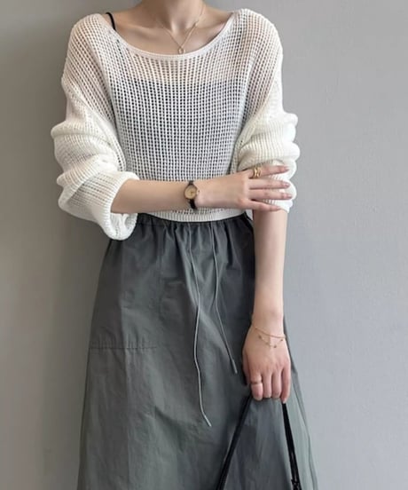 cropped mesh knit /4color　FL2628