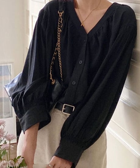 v-neck volume blouse /2color　FL3227