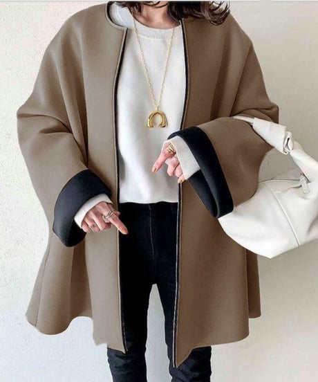 two-tone flare sleeve coat /3color　FL3542