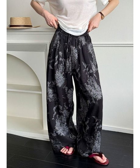 botanical printed wide pants /2color　FL3653