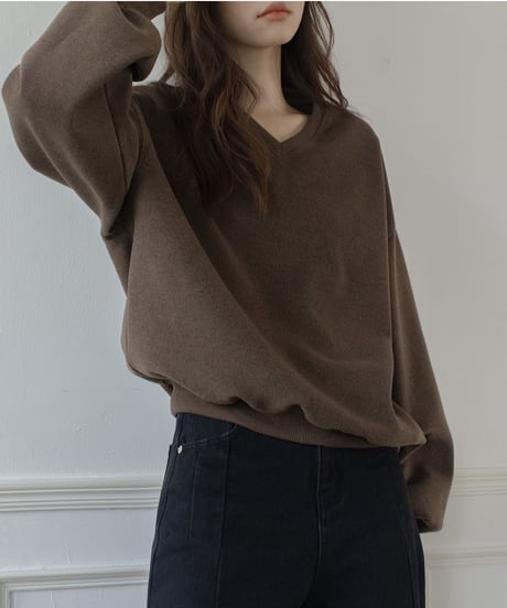 lantern sleeve v-neck pullover knit /2color　FL3178
