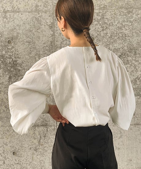 back button lantern sleeve tops /4color　FL3330