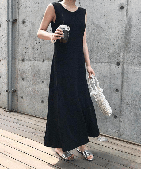 sleeveless maxi dress casual op /2color　FL3656