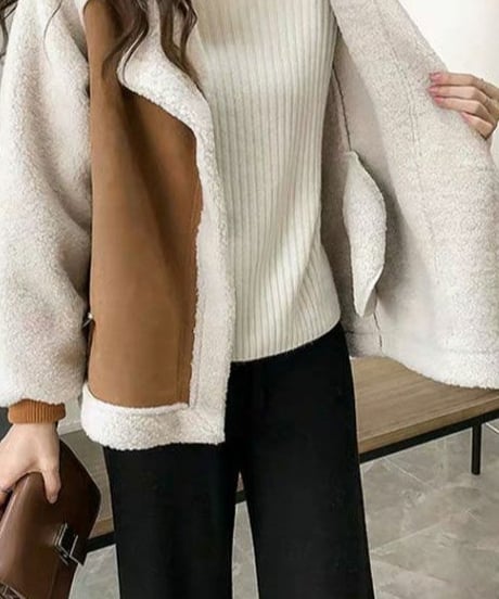 suede style boa jacket /2color　FL3145