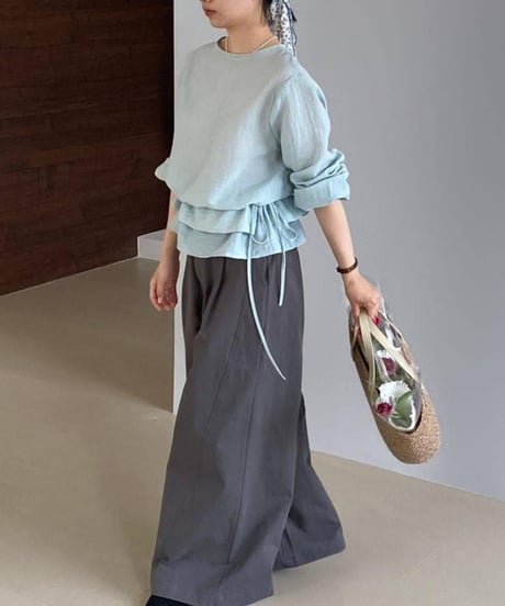 drawstring lace-up blouse /3color　FL3367
