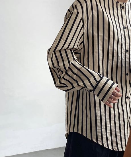 no-collar striped shirt　FL2465