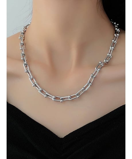 u-shaped chain round necklace /2color　FL2373