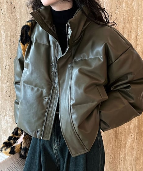 pu-leather down jacket /3color　FL2881