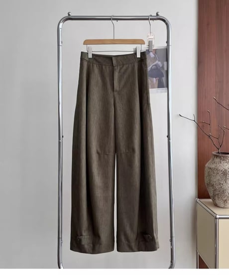 hem button 2way wide pants /2color　FL2764