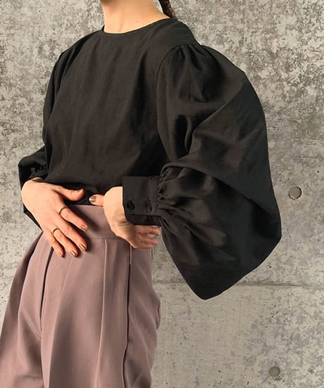 back button lantern sleeve tops /4color　FL3330
