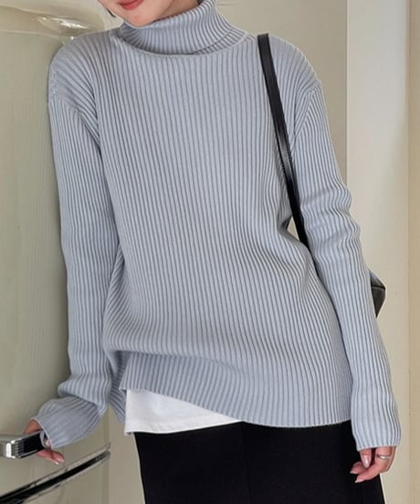 turtleneck ribbed knit /4color　FL3061