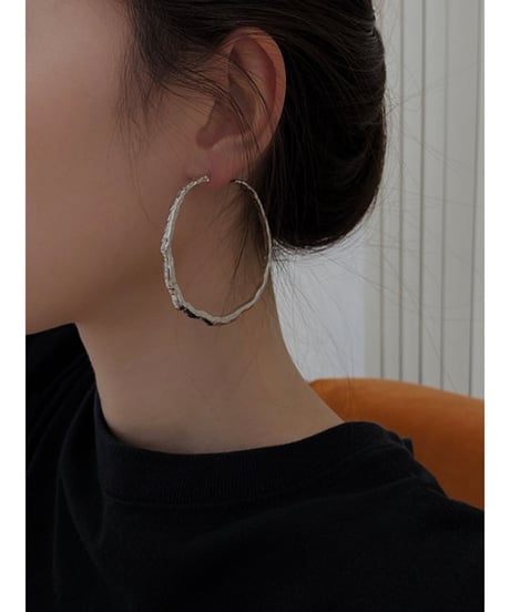 texture hoop earrings /2color　FL2348