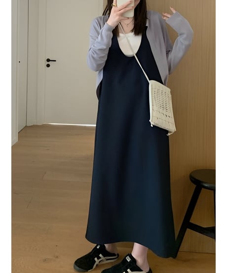 deep u-neck jumper skirt /2color　FL2014