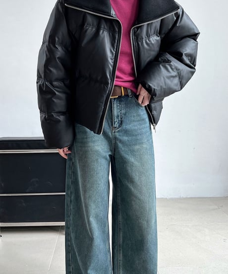 fleece wide denim pants　FL3031