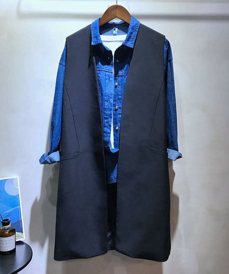 v-neck long vest /2color　FL2522