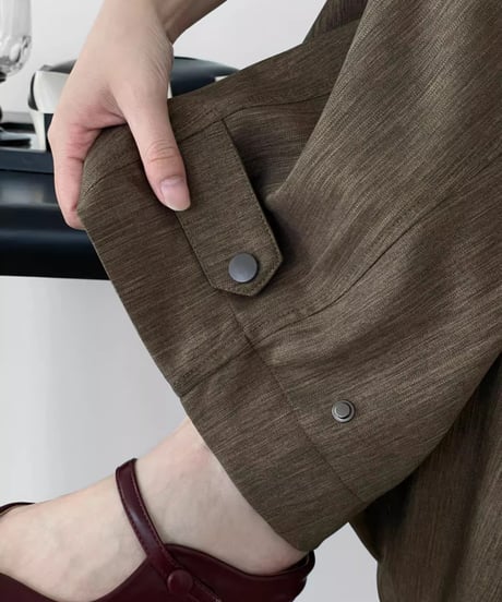 hem button 2way wide pants /2color　FL2764