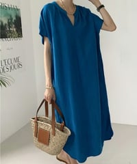 gathered v-neck dress　FL2010