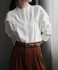 frill shoulder no collar design blouse　FL2612