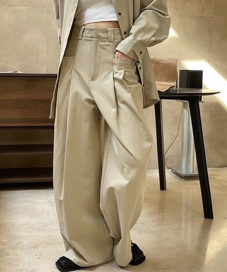 tucked wide leg pants /2color　FL3226