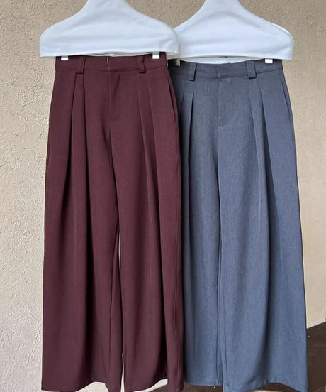 tucked wide leg pants /2color　FL2762