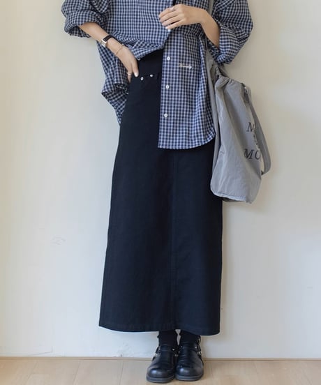 cotton narrow maxi skirt /2color　FL3318