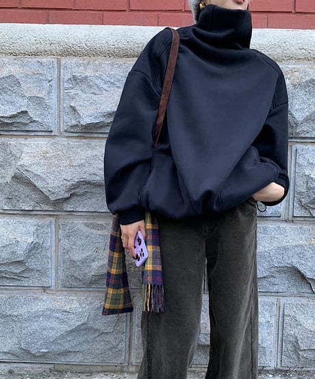 drawstring neck turtleneck sweatshirt　FL2546
