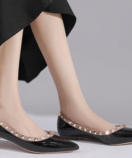 Pointed toe studs flat shoes /4colors　FL2909