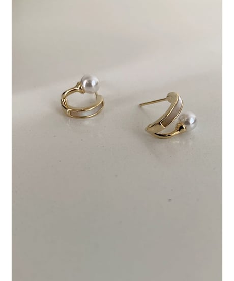 pearl hoop earrings piasu　FL2369