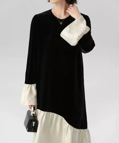 bicolor velvet flare op　FL2965