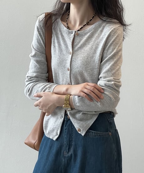 crew neck knit cardigan /5color　FL2819