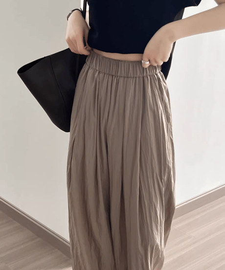 pleated thin wide leg pants /4color　FL3350