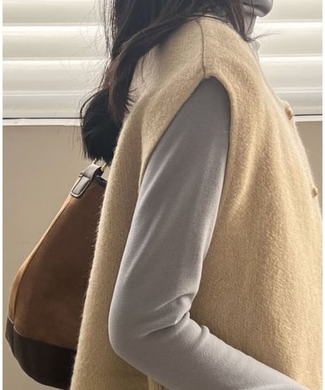 collarless knit vest /6color　FL2932
