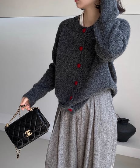 heart button knit cardigan /5color　FL2799