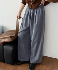 striped wide straight pants /2color　FL2968