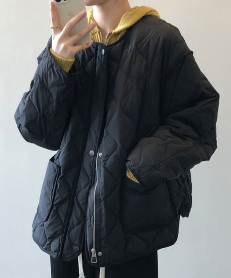 collarless quilted jacket /3color　FL3057