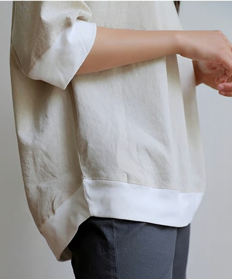 relaxed half sleeve cut and sew /2color　FL3392