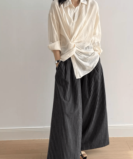 striped wide easy pants /2color　FL3337