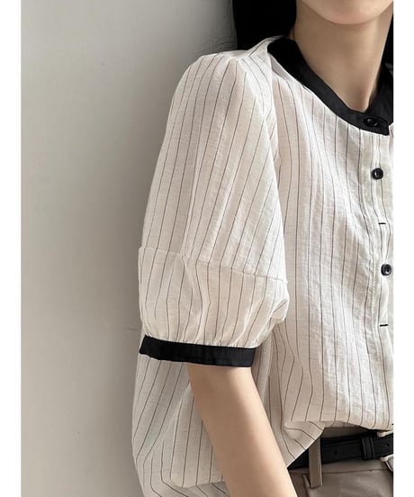 contrast collar striped shirt　FL2176