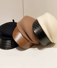mixed material newsboy cap　FL2232