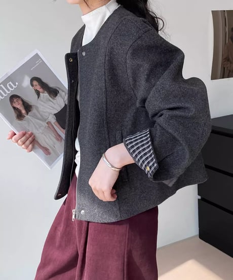 hiyoku collarless jacket /3color　FL2879
