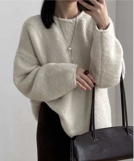 wax touch round neck knit /4color　FL3072