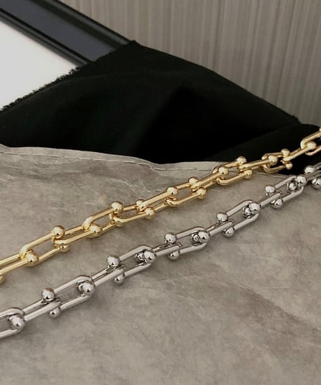 u-shaped chain round necklace /2color　FL2373