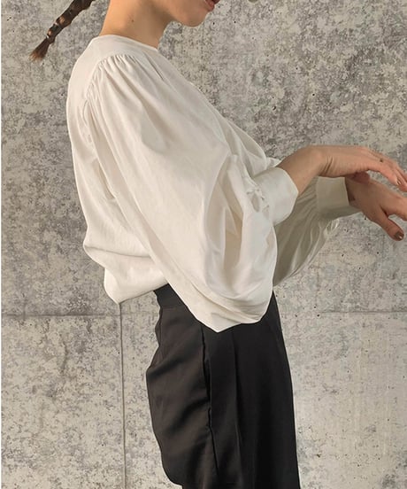 back button lantern sleeve tops /4color　FL3330