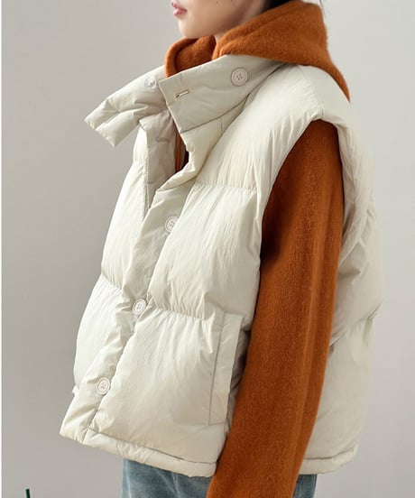 wide quilt down vest /4color　FL3046