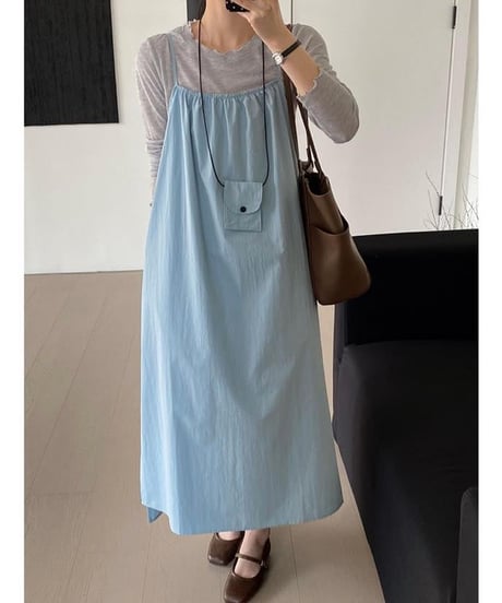 side slit suspenders long o/p /2color  FL3371